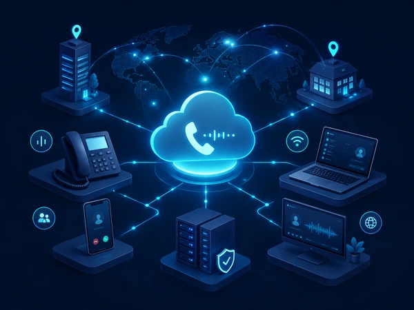 Business phones, mobile devices and office systems connected through cloud voice services